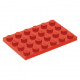 LEGO lapos elem 4x6, piros (3032)
